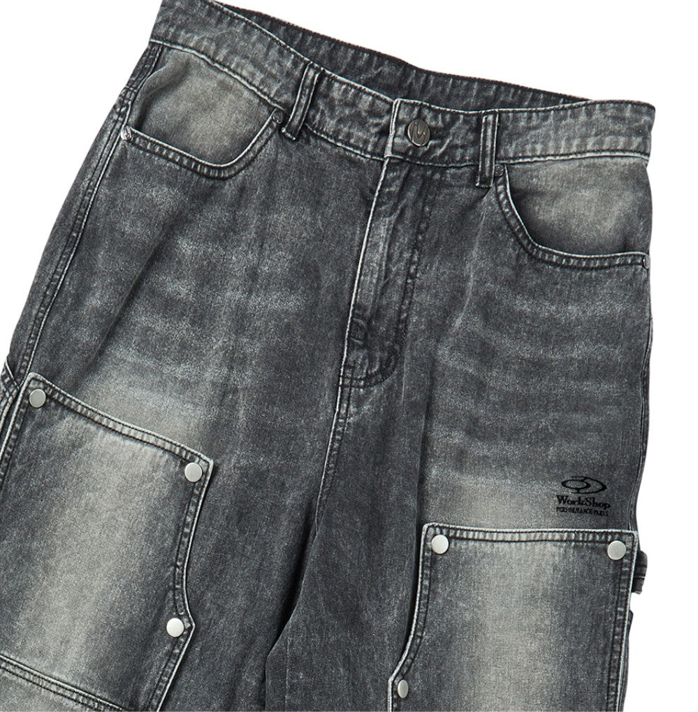★[NCT Jisung Worn] 【TRAVEL】Washing Carpenter Denim Pants Charcoal