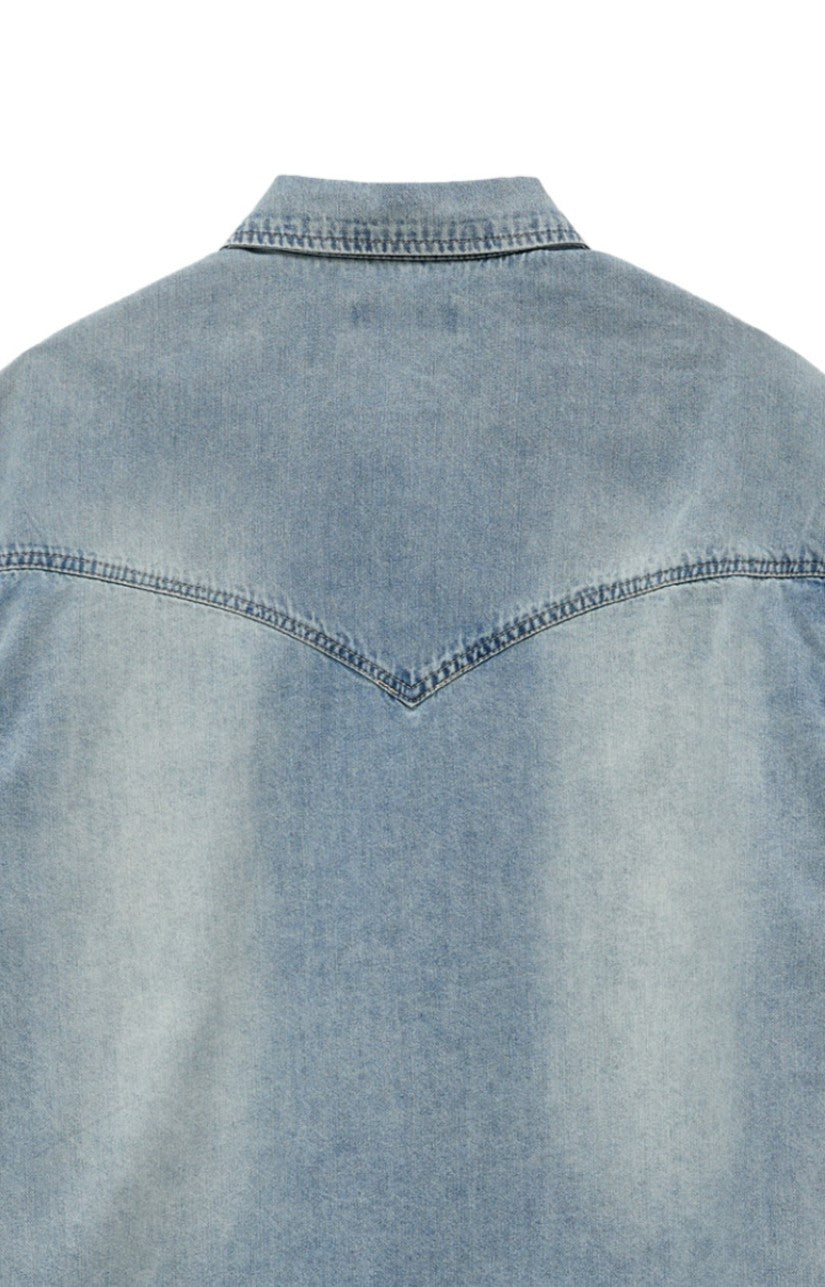 ★[NCT Jisung Worn] 【HOODHOOD】Alien Western denim shirt light blue
