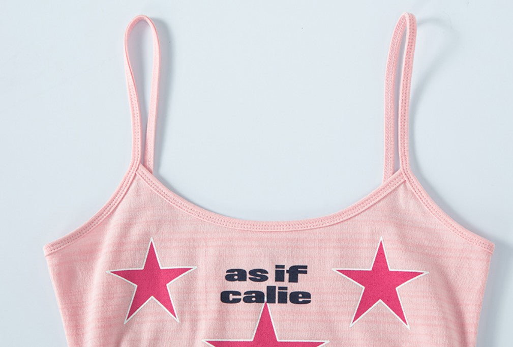 ★[Red Velvet JOY Worn] 【asif CALIE】SHIRRING STAR SLEEVELESS TOP PINK