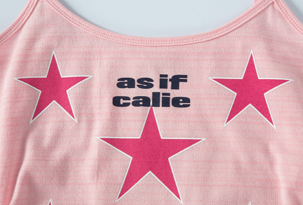 ★[Red Velvet JOY Worn] 【asif CALIE】SHIRRING STAR SLEEVELESS TOP PINK