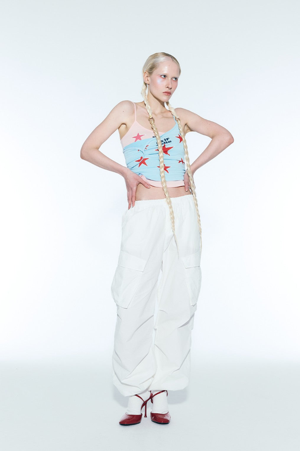 ★[Red Velvet JOY Worn] 【asif CALIE】SHIRRING STAR SLEEVELESS TOP PINK