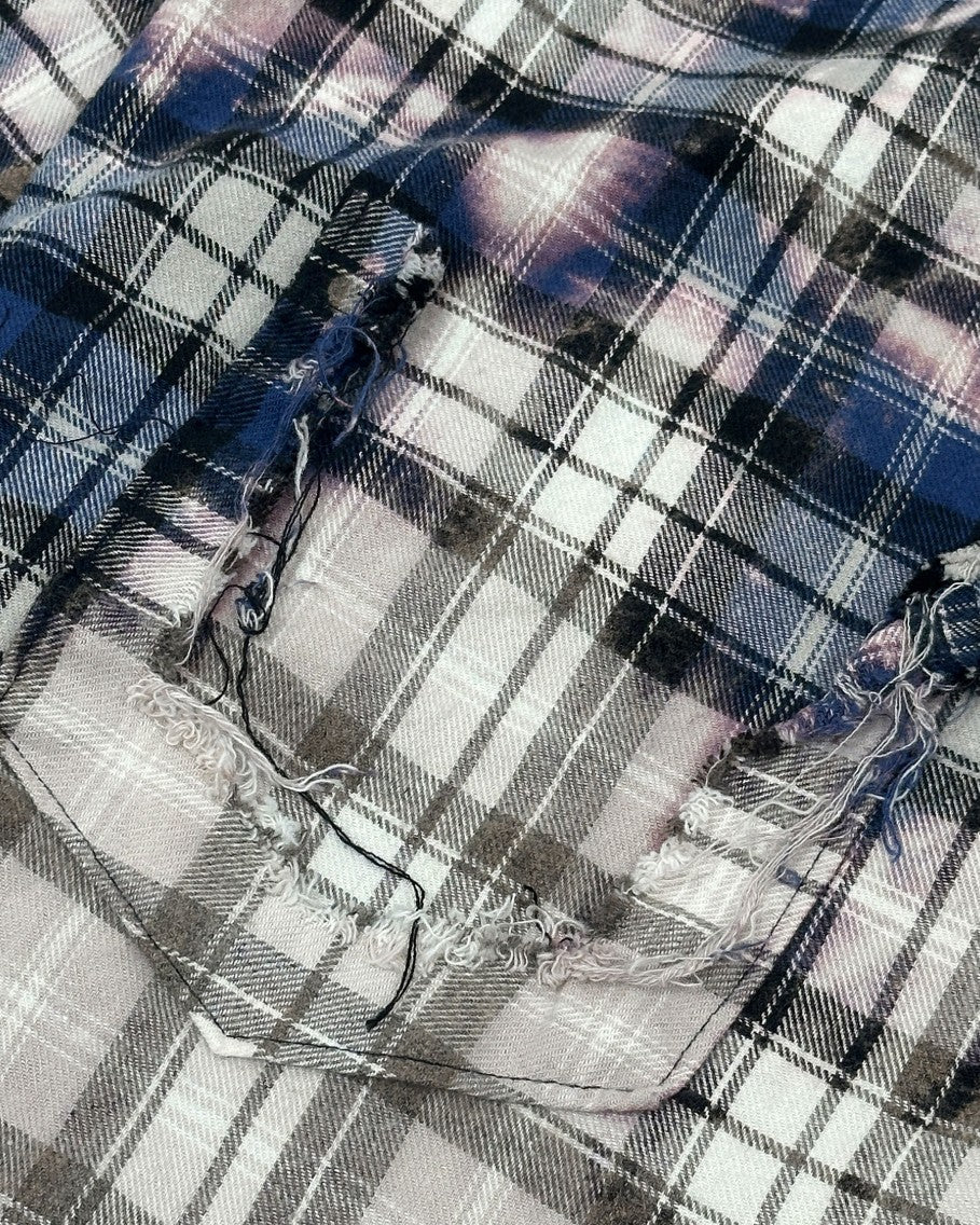★[THE BOYZ Younghoon Worn] 【GRAILZ】BLEACHED PLAID SHIRTS [BLUE]