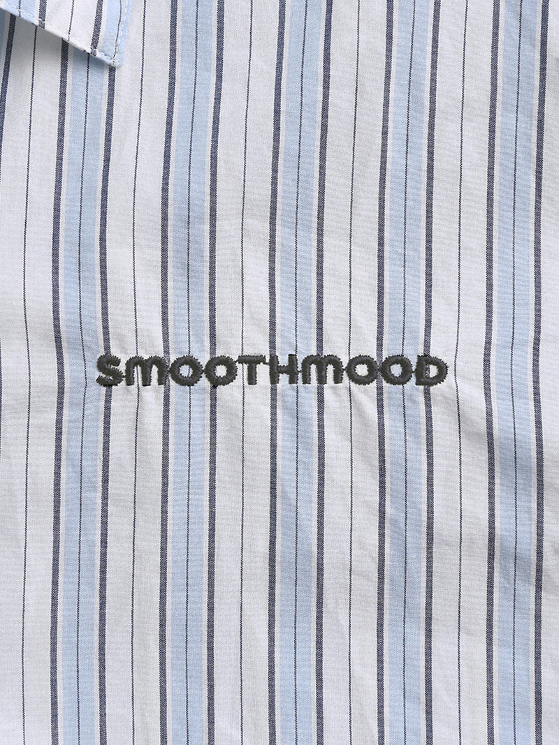 ★[IVE Gaeul Worn] 【Smoothmood】Aberdeen Logo Striped Shirts Classic Blue (6th)
