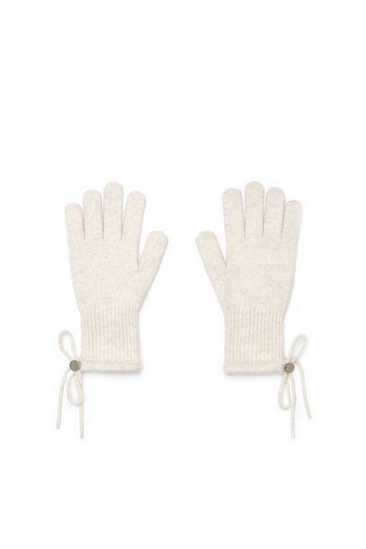RIBBON FINGER HOLE GLOVES IN IVORY
