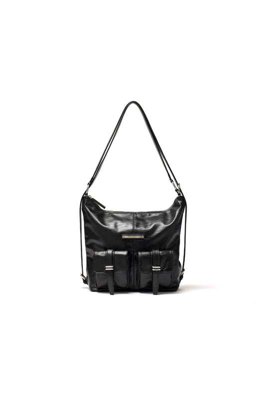 DOUBLE POCKET TWO WAY BAG IN BLACK