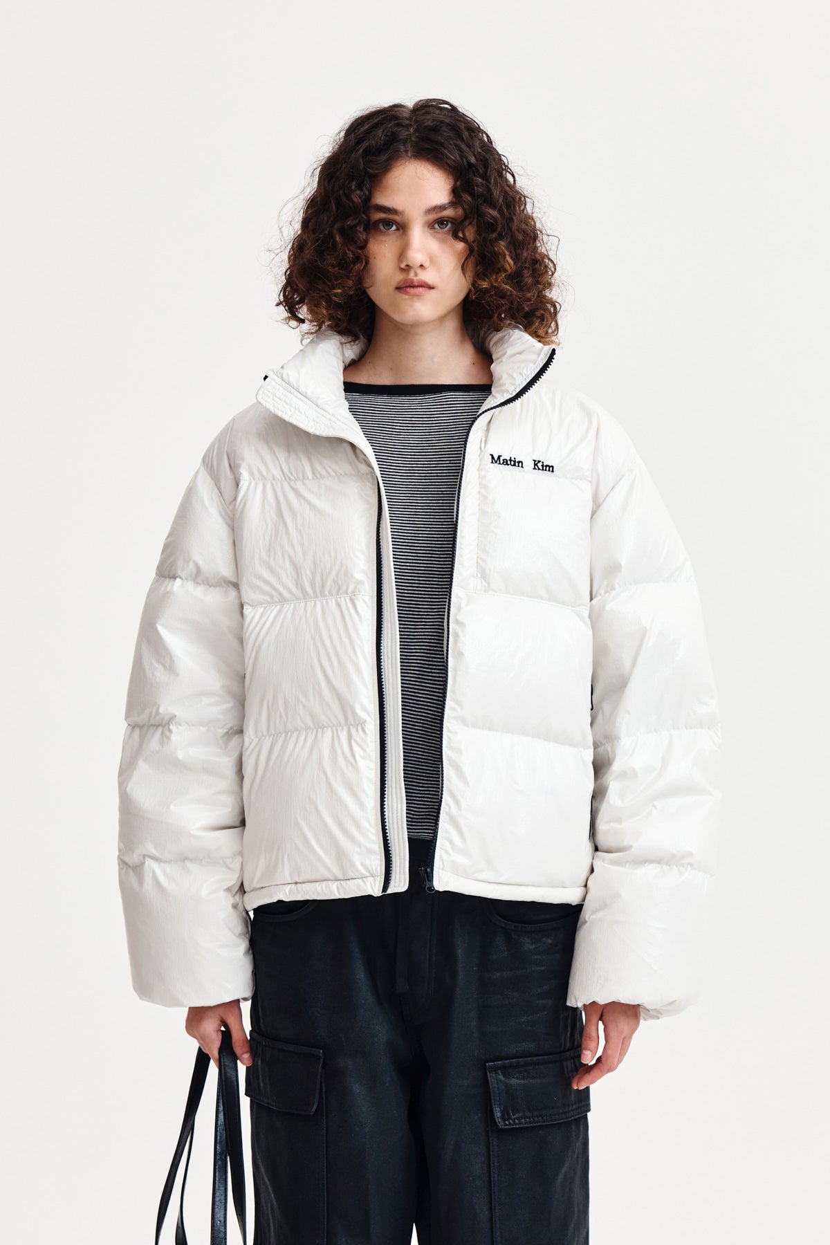 SMALL LOGO VOLUME DOWN JUMPER FOR WOMEN IN IVORY