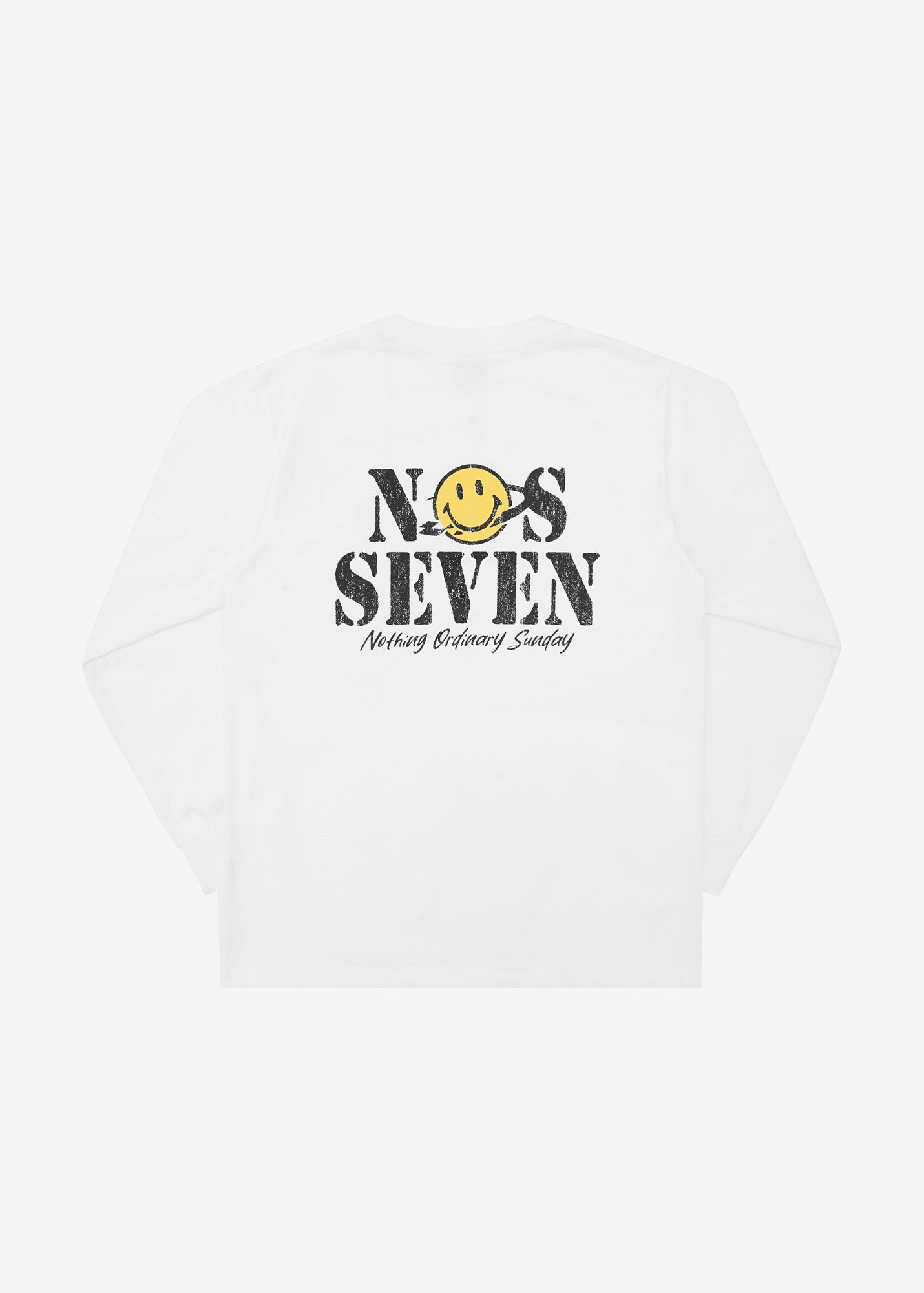 Slant Smile Long Sleeve - White | NOS7