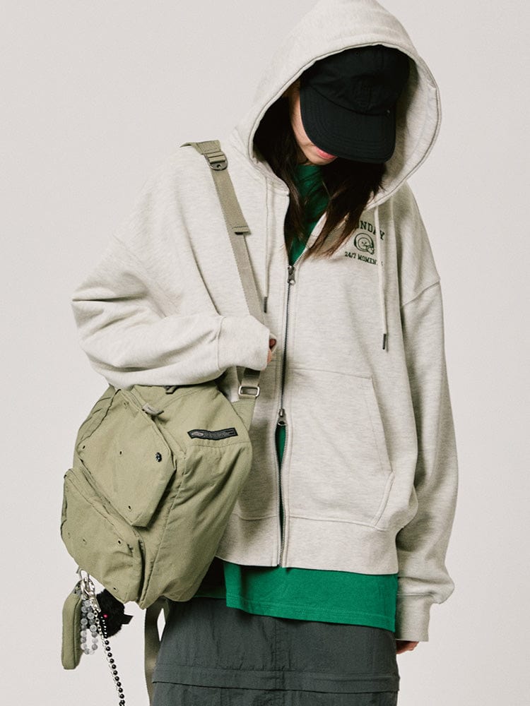 BT21 CHIMMY BASIC HOODY Zip Up 2024 F/W (Melange Oatmeal)