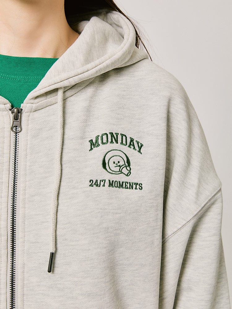BT21 CHIMMY BASIC HOODY Zip Up 2024 F/W (Melange Oatmeal)