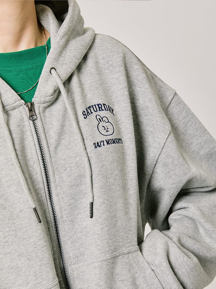 BT21 COOKY BASIC HOODY Zip Up 2024 F/W (Melange Oatmeal)