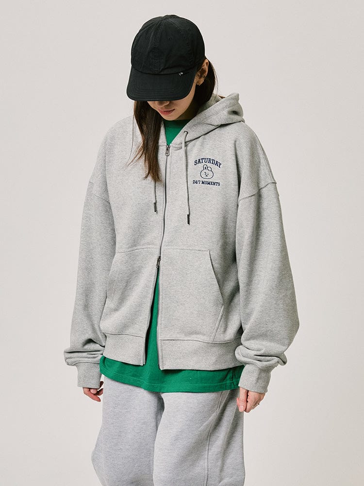 BT21 COOKY BASIC HOODY Zip Up 2024 F/W (Melange Oatmeal)