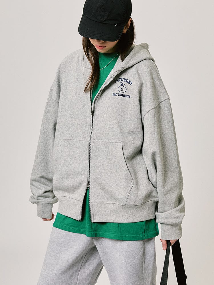 BT21 COOKY BASIC HOODY Zip Up 2024 F/W (Melange Oatmeal)