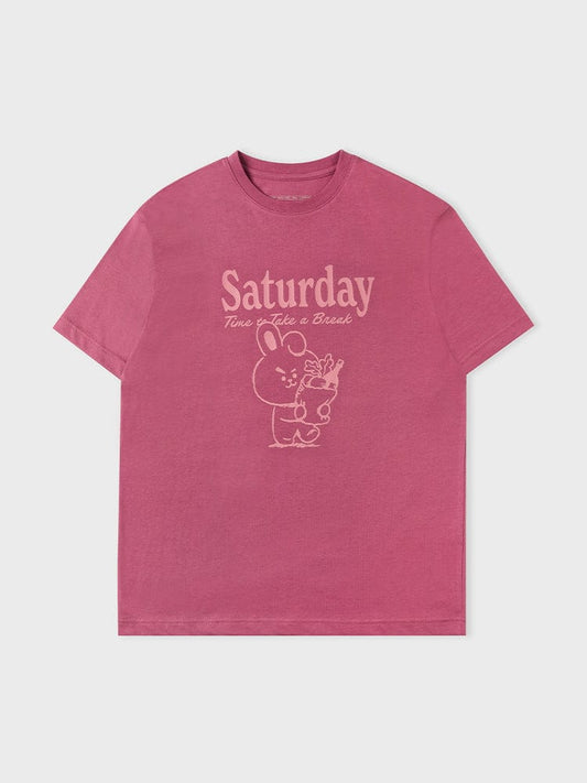 BT21 COOKY BASIC Short Sleeve T-shirt Indian Pink