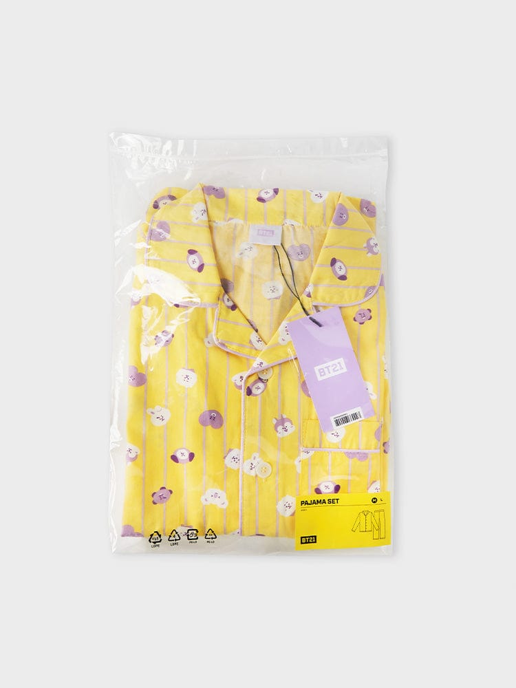 BT21 New Basic Yellow Stripe Pajama Set (M-L)