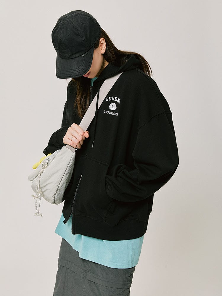 BT21 RJ BASIC Hoodie Zip-Up 2024 F/W (Black)