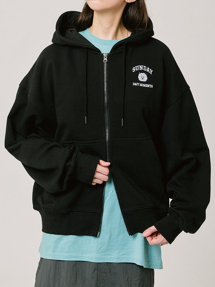BT21 RJ BASIC Hoodie Zip-Up 2024 F/W (Black)
