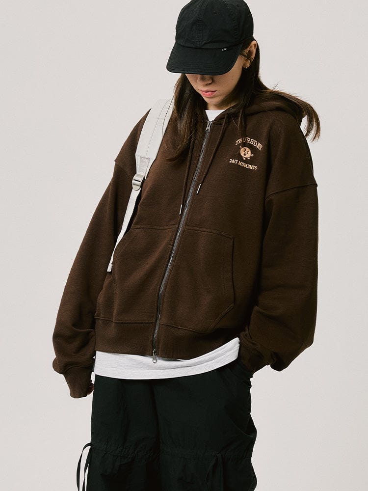 BT21 SHOOKY BASIC Hoodie Zip-Up 2024 F/W (Brown)