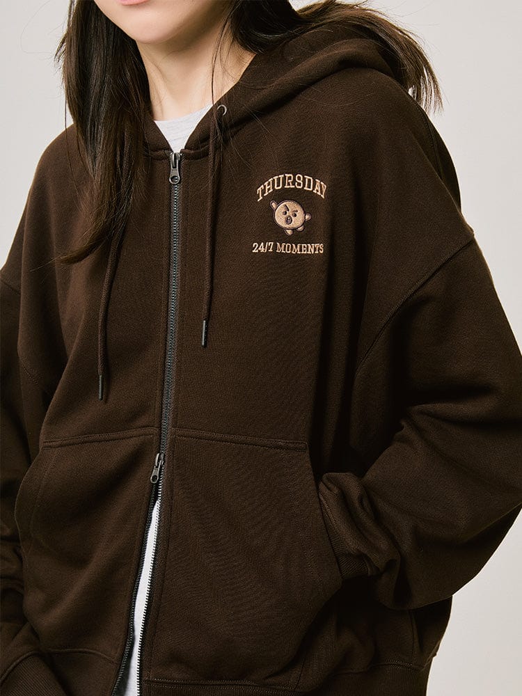 BT21 SHOOKY BASIC Hoodie Zip-Up 2024 F/W (Brown)