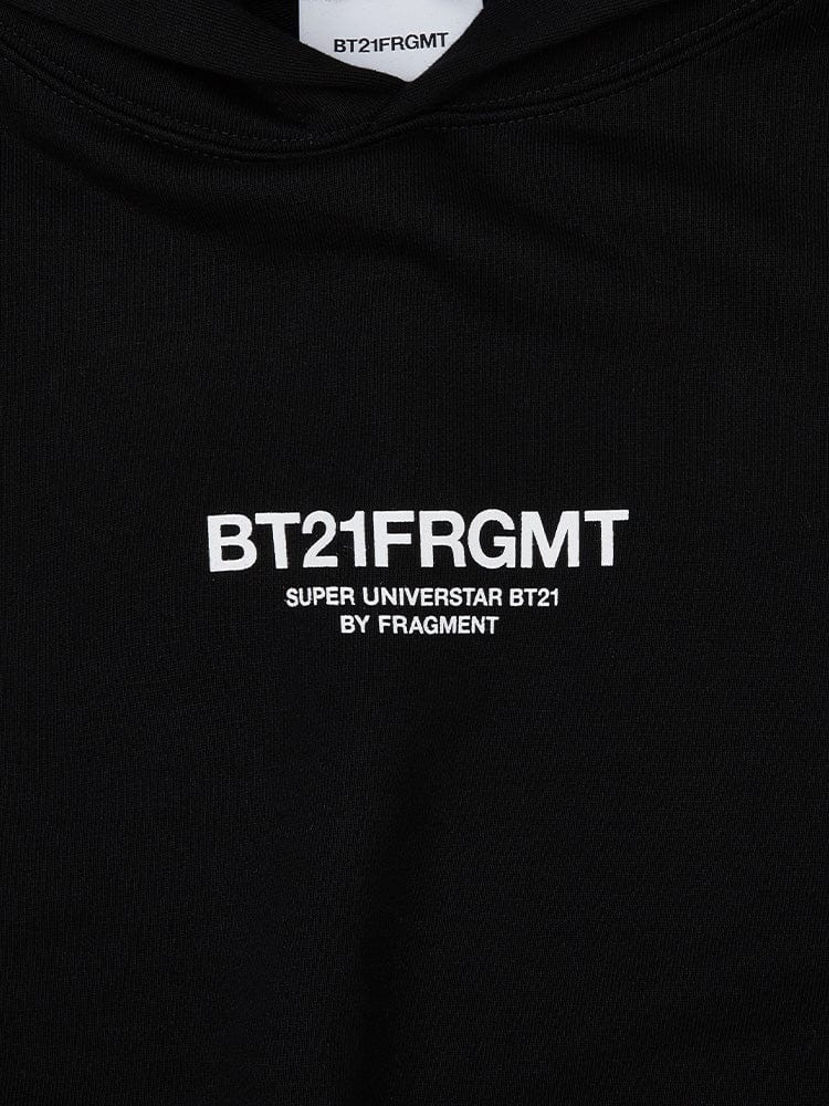 BT21 X FRAGMENT Logo Black Hooded T-Shirt