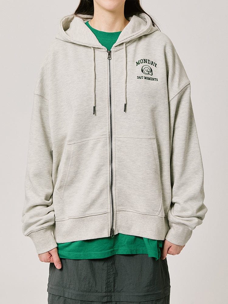 BT21 CHIMMY BASIC HOODY Zip Up 2024 F/W (Melange Oatmeal)