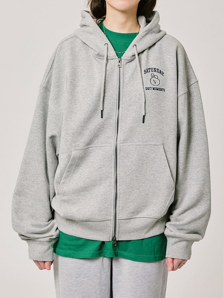 BT21 COOKY BASIC HOODY Zip Up 2024 F/W (Melange Oatmeal)