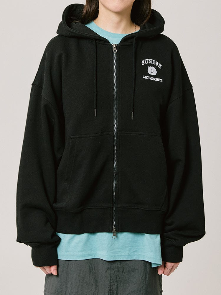 BT21 RJ BASIC Hoodie Zip-Up 2024 F/W (Black)