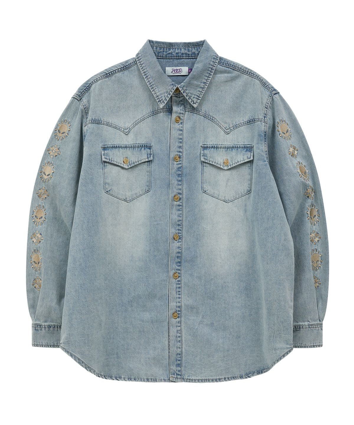 ★[NCT Jisung Worn] 【HOODHOOD】Alien Western denim shirt light blue