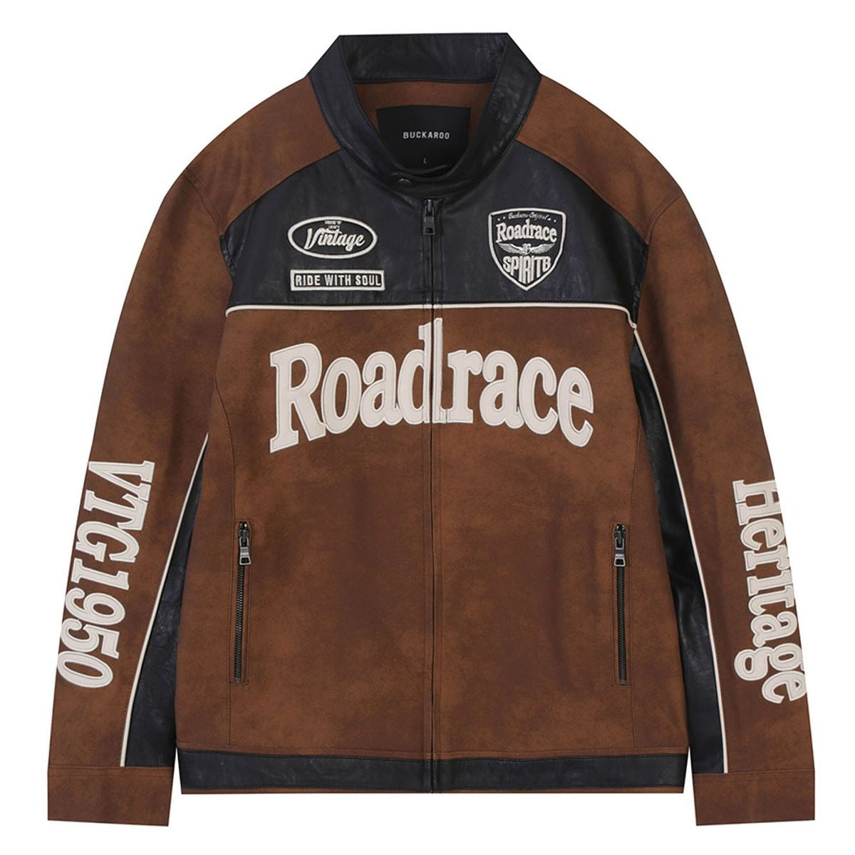 ★[TWICE Jihyo Worn] 【BUCKAROO】artificial leather suede coloring rider jacket brown