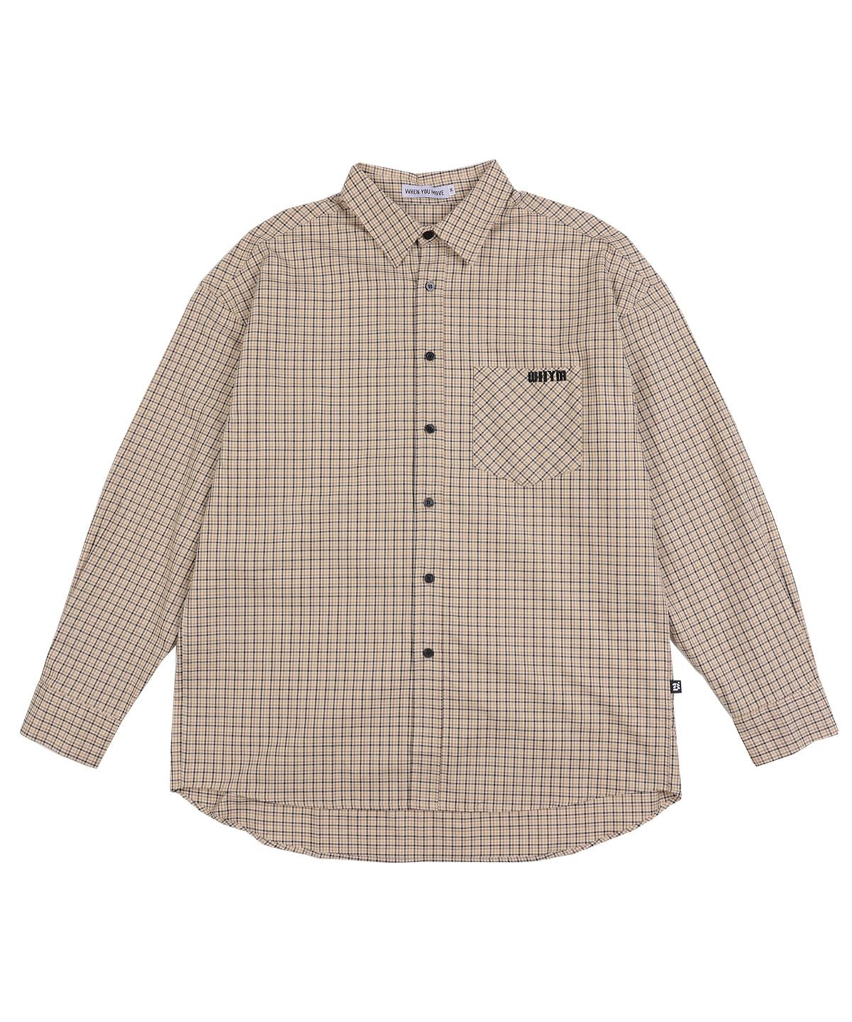 ★[ZEROBASEONE Zhang Hao Worn] 【WHEN YOU  MOVE】Classic Checkered Logo Pocket Shirt Beige