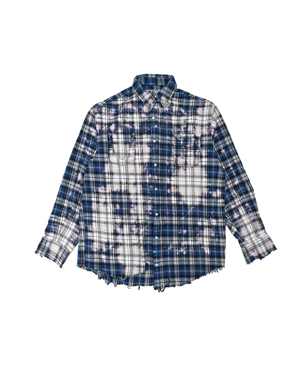 ★[THE BOYZ Younghoon Worn] 【GRAILZ】BLEACHED PLAID SHIRTS [BLUE]