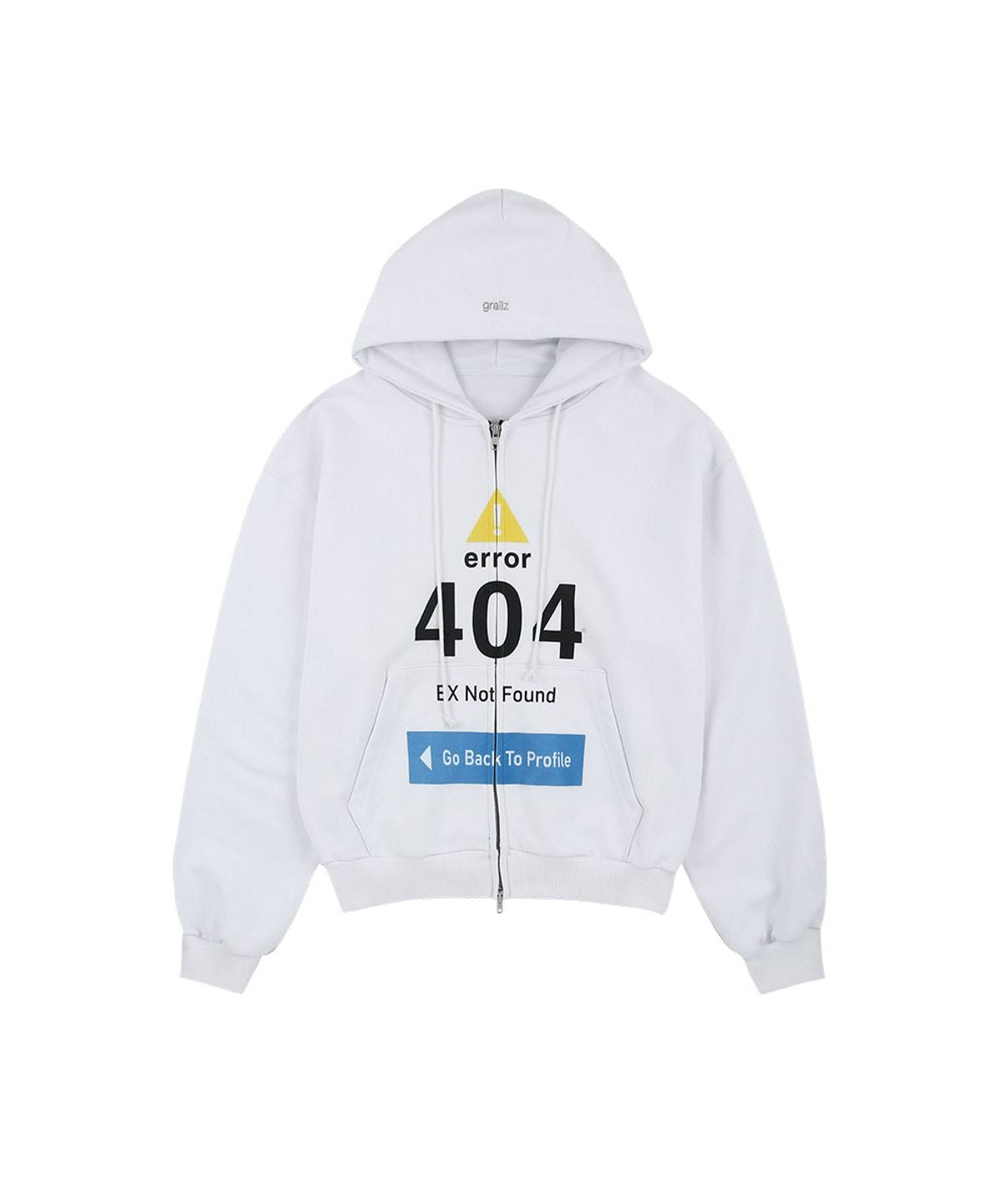 ★[Hearts2Hearts IAN Worn] 【GRAILZ】ERROR 404 ZIP HOODIE [WHITE]