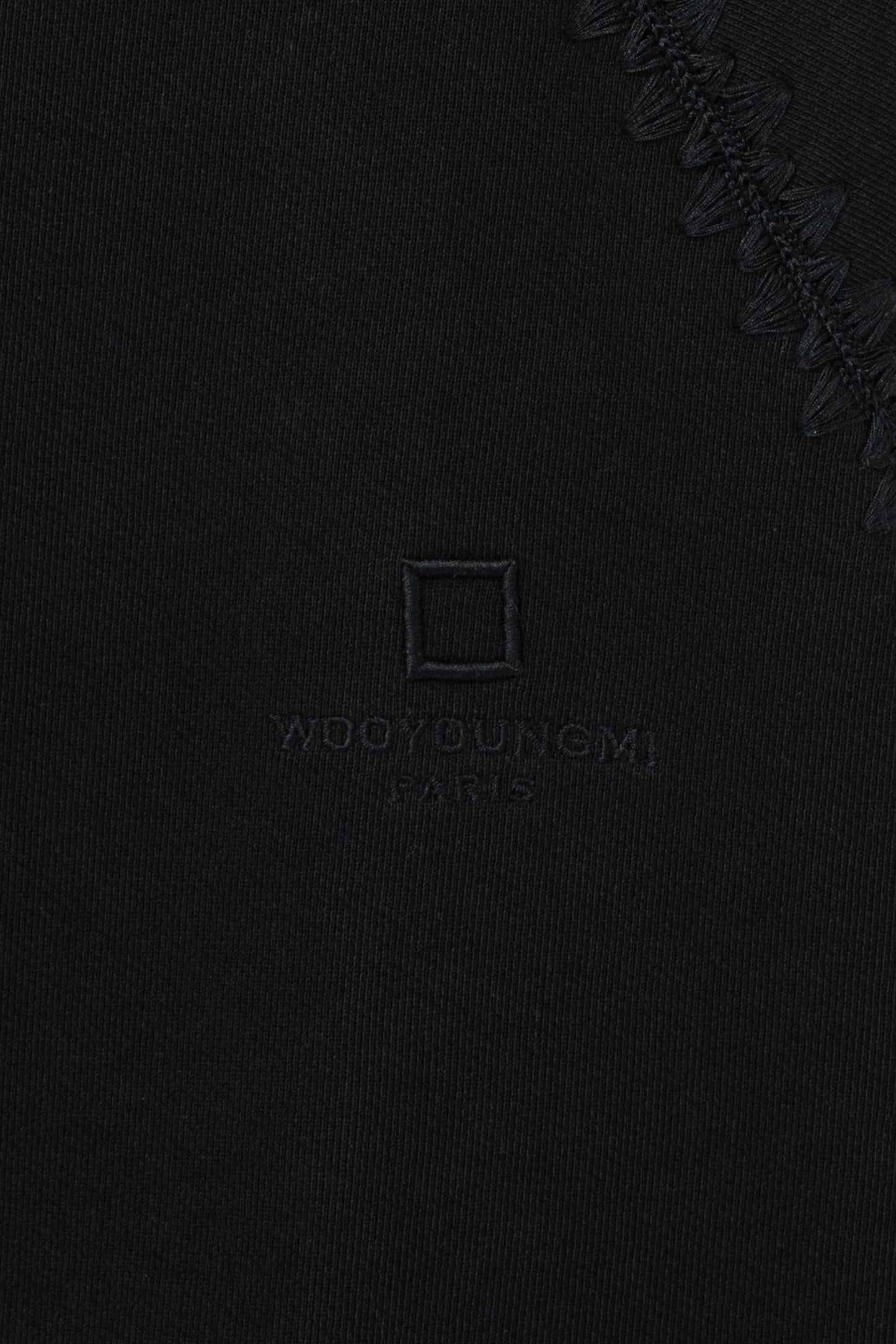 ★[ZEROBASEONE Ricky Worn] 【WOOYOUNGMI】Black line embroidered hooded T-shirt