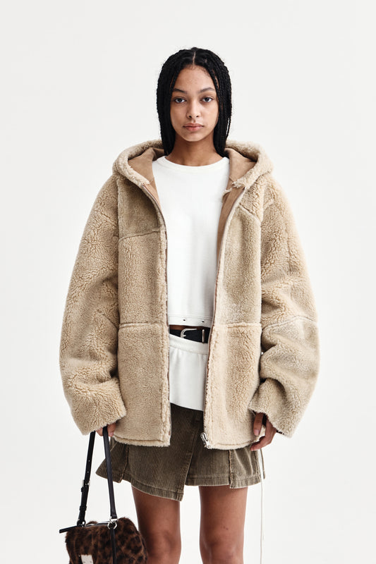 REVERSIBLE HOODY MUSTANG IN BEIGE