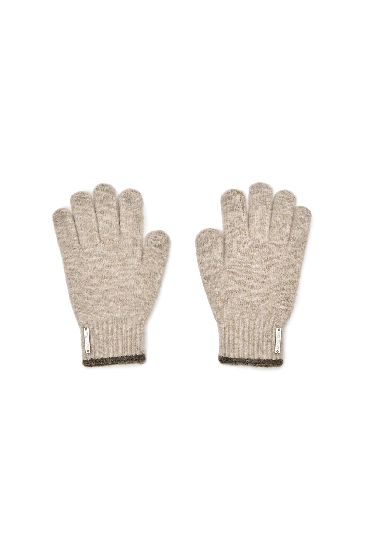BOUCLE KNIT GLOVES IN BEIGE