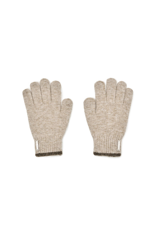 BOUCLE KNIT GLOVES IN BEIGE