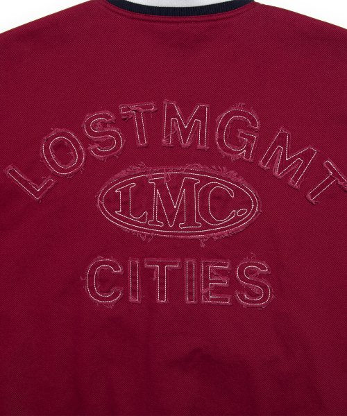 LMC OVAL WASHED BASEBALL JACKET burgundy