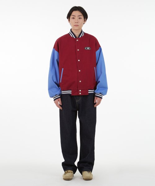 LMC OVAL WASHED BASEBALL JACKET burgundy