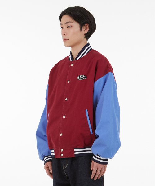 LMC OVAL WASHED BASEBALL JACKET burgundy