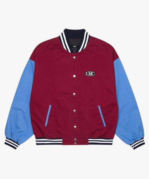 LMC OVAL WASHED BASEBALL JACKET burgundy