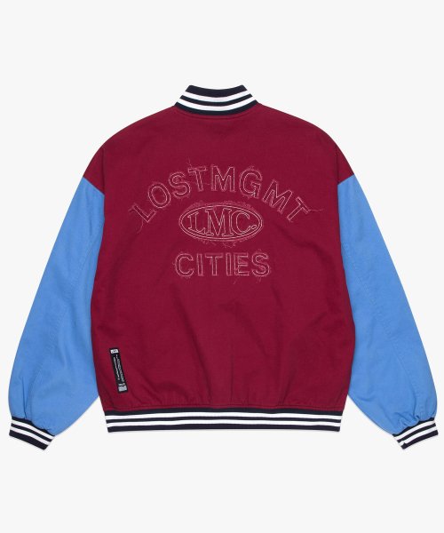 LMC OVAL WASHED BASEBALL JACKET burgundy