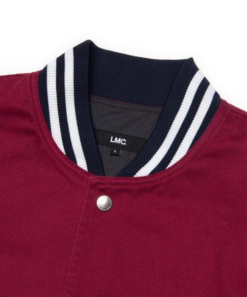 LMC OVAL WASHED BASEBALL JACKET burgundy