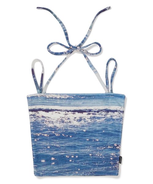 Graphic Ribbon Sleeveless Top [BLUE]