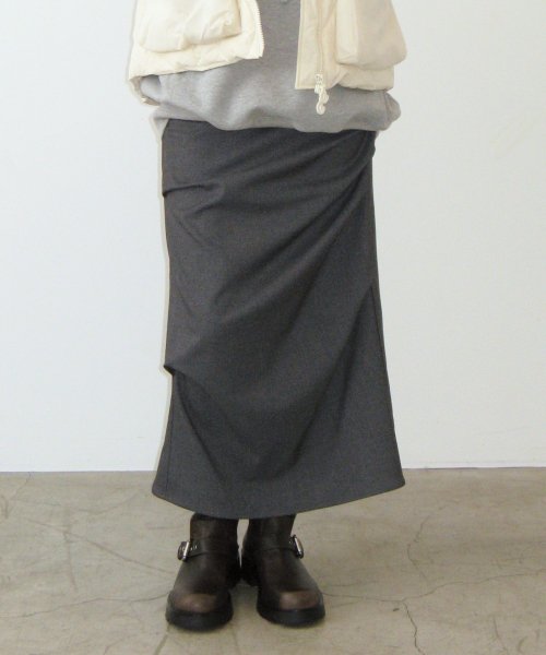 lotsyou_Old money Long Skirt Gray