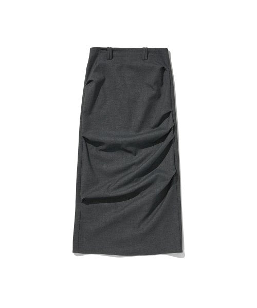 lotsyou_Old money Long Skirt Gray