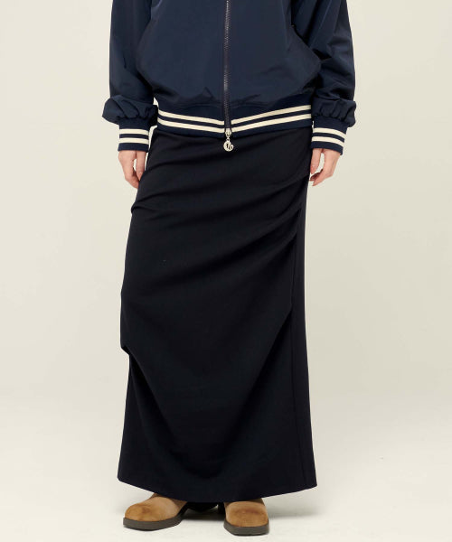 lotsyou_Old money Long Skirt Solid Navy