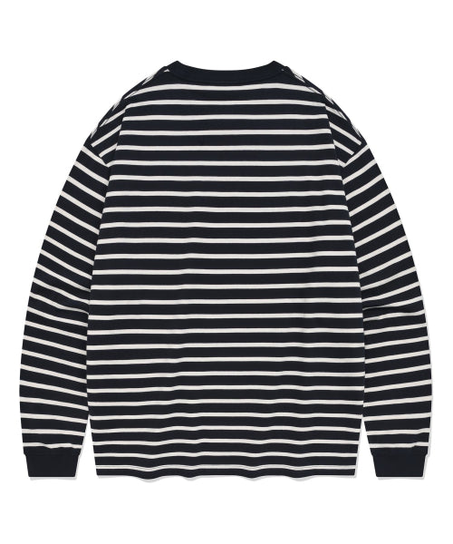Slub Stripe Long Sleeve Navy