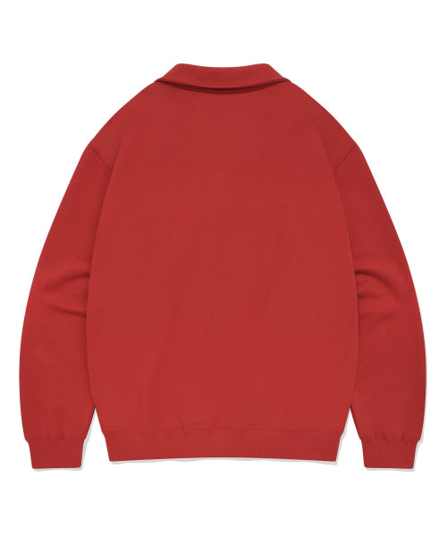 C Logo Half Zip-Up Sweatshirt Red