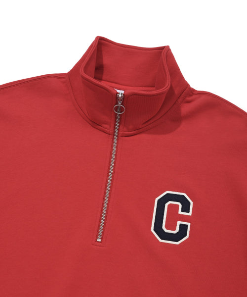 C Logo Half Zip-Up Sweatshirt Red