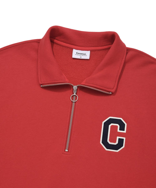 C Logo Half Zip-Up Sweatshirt Red