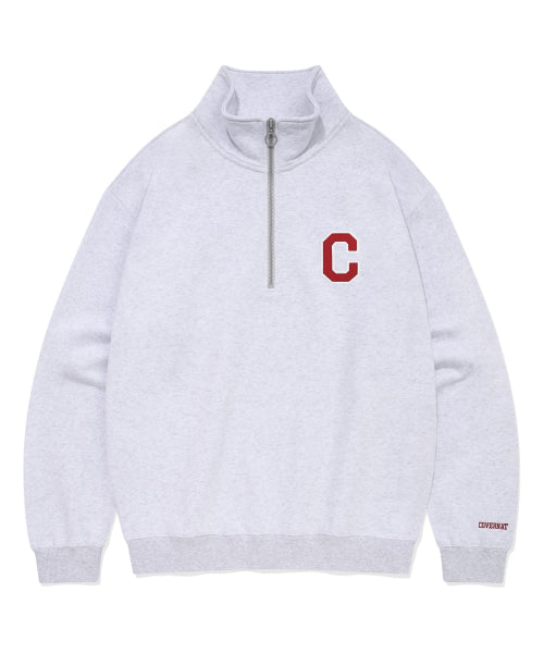 C Logo Half Zip-Up Sweatshirt Heather Gray